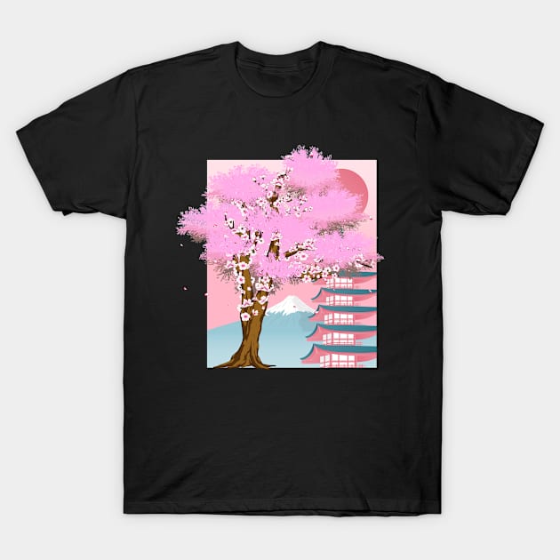 Japan Pink Flower Sakura Japanese Cherry Blossom T-Shirt by shirtsyoulike